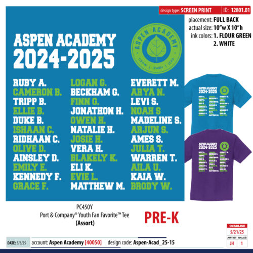 Grade Name Shirt Sale - Pre-K