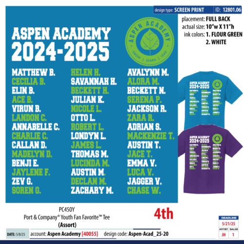 Grade Name Shirt Sale - 4th Grade