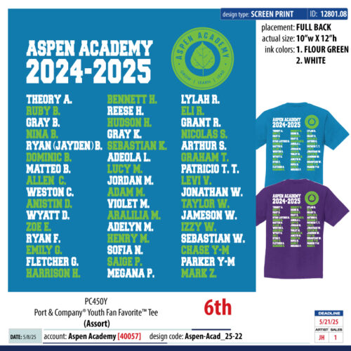 Grade Name Shirt Sale - 6th Grade