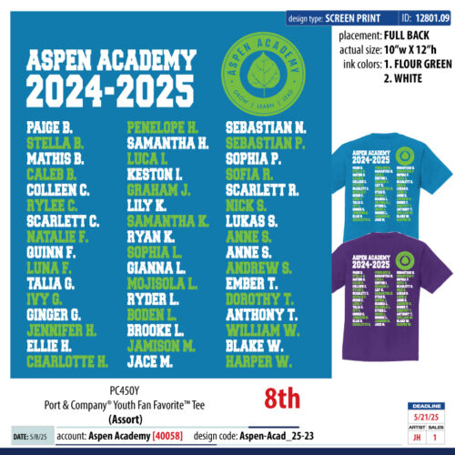 Grade Name Shirt Sale - 8th Grade